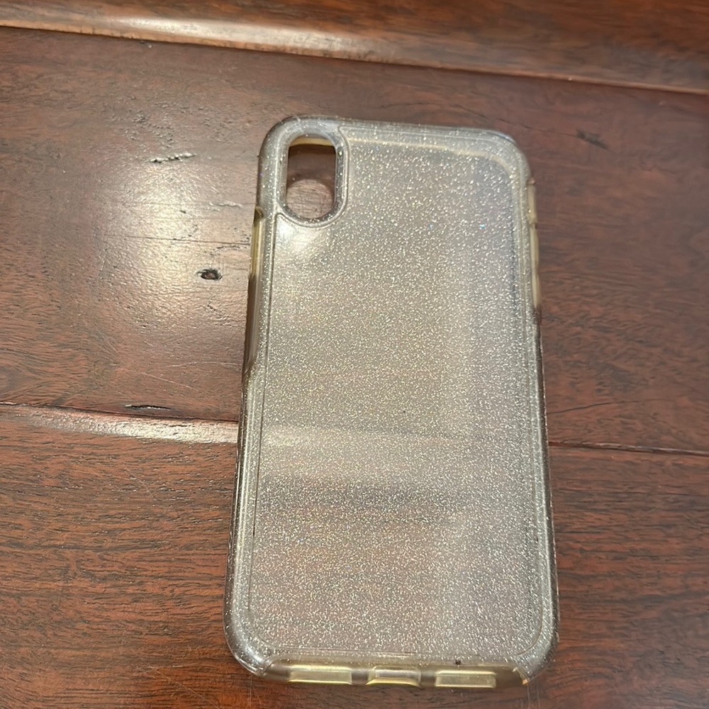 iPhone XR case, clear glittery plastic